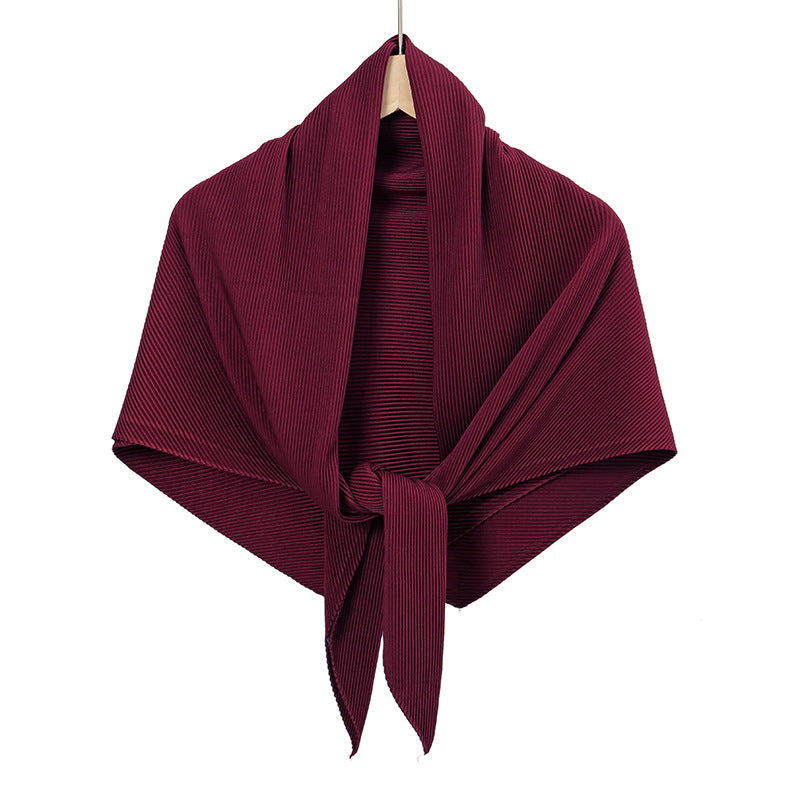 Solid Color Satin Crumpled Large Kerchief Fashion Scarf