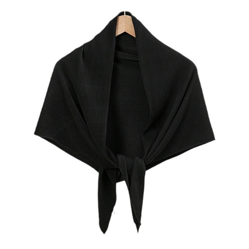 Solid Color Satin Crumpled Large Kerchief Fashion Scarf