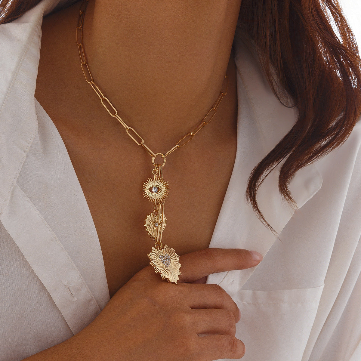 Cold Wind Heart-shaped Alloy Pendant Clavicle Chain