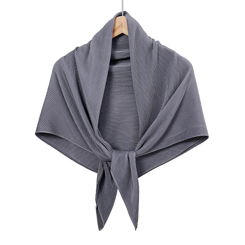 Solid Color Satin Crumpled Large Kerchief Fashion Scarf