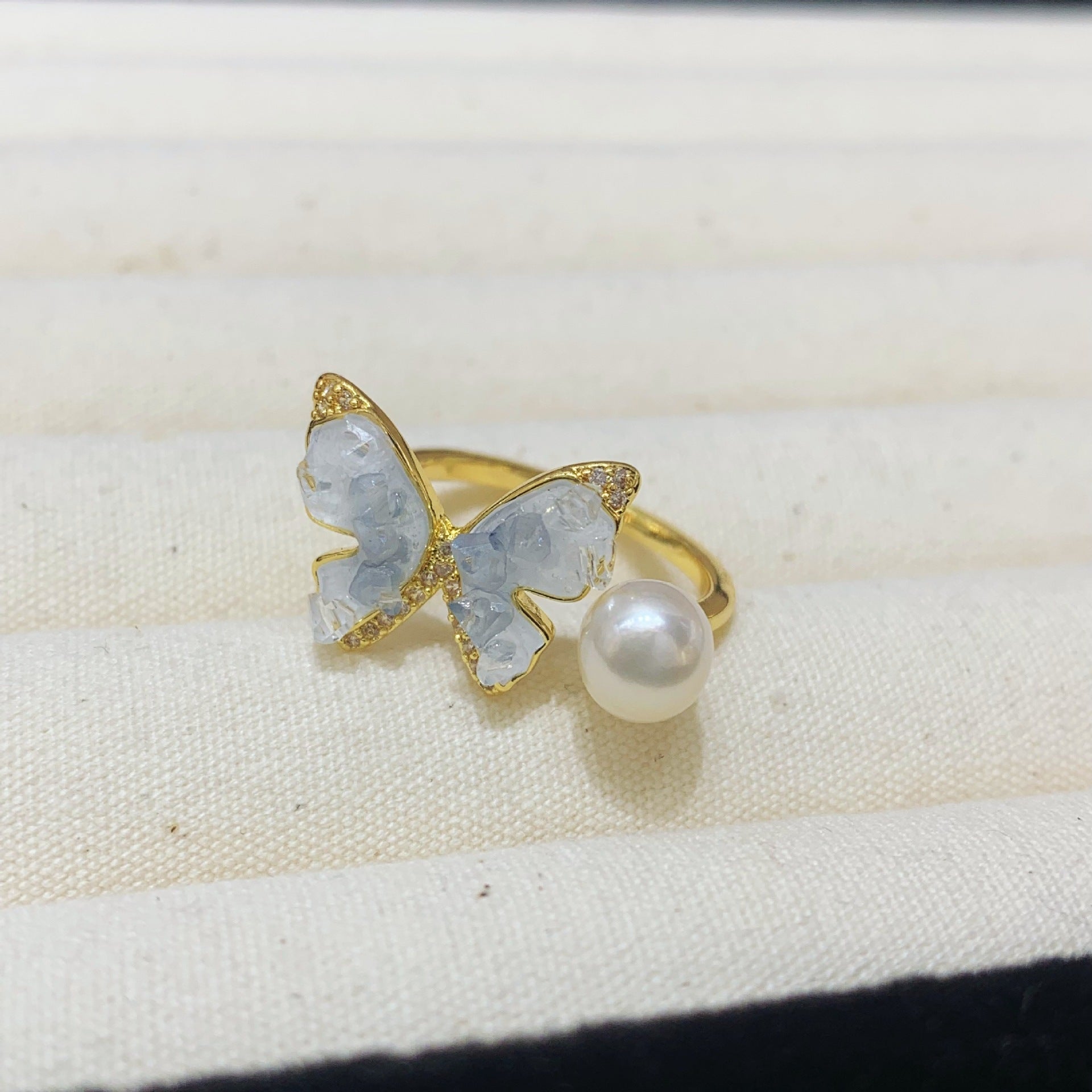 Fashion Freshwater Pearl Ring Colorful Painting Oil Flowers