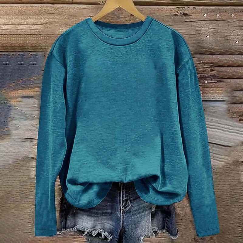 3 Pack Women's Solid Color Casual Set Round Neck Long Sleeve Tops For Spring&Fall