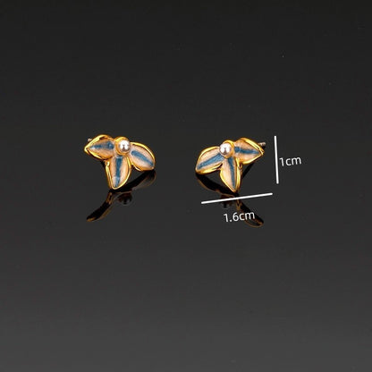 Hand-painted Leaf-shapepd Stud Earrings