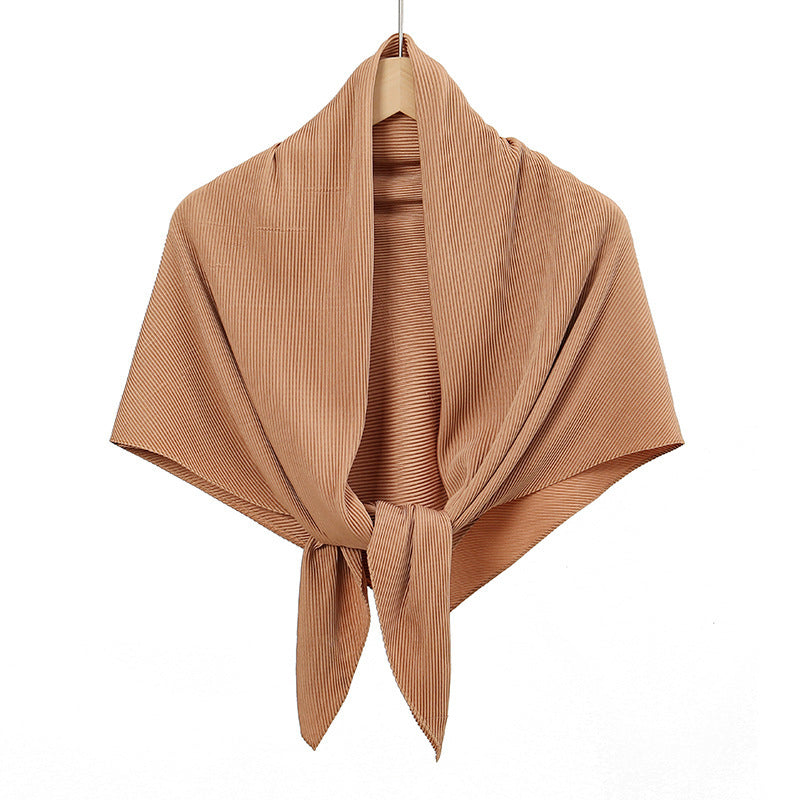 Solid Color Satin Crumpled Large Kerchief Fashion Scarf