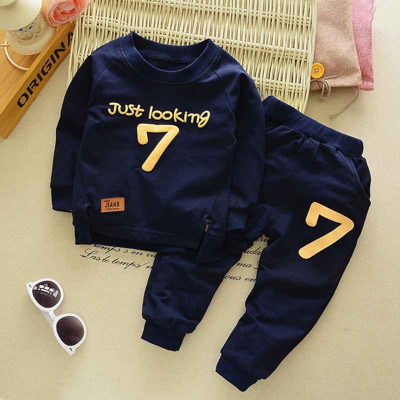 Alphanumeric 7 suit male and female baby two-piece suit - MIQ Store