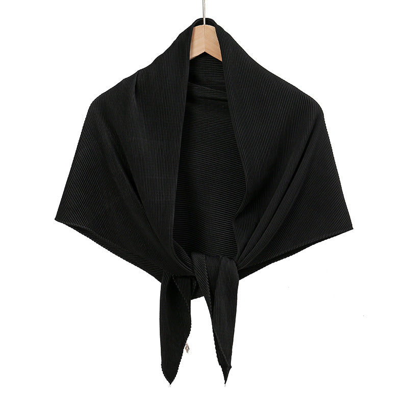 Solid Color Satin Crumpled Large Kerchief Fashion Scarf