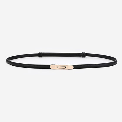 Women's Thin Genuine Leather Dress Simple Suit Coat Waist Belt