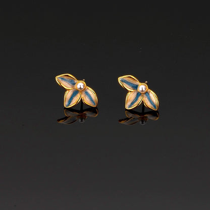 Hand-painted Leaf-shapepd Stud Earrings