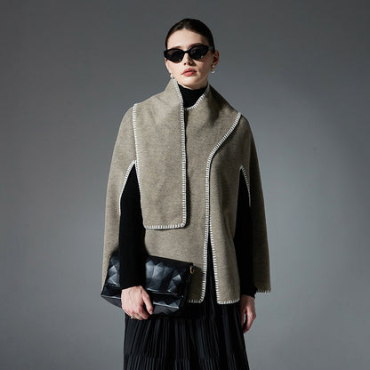 Double-faced Woolen Goods Stitching Cape And Shawl Scarf