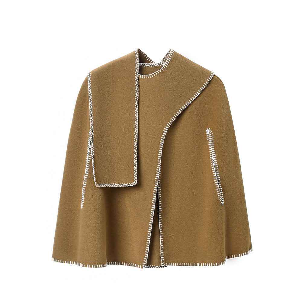 Double-faced Woolen Goods Stitching Cape And Shawl Scarf - MIQ Store