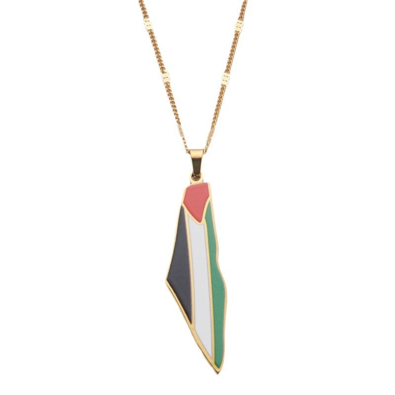 Map Stainless Steel Fashion Personalized Necklace