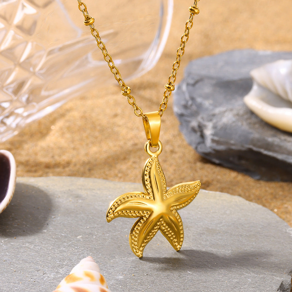Starfish Beach Stainless Steel Shell Necklace