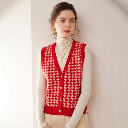 Cashmere Knitted Cardigan Sleeveless Vest Coat