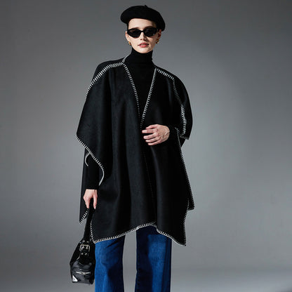 New Double-faced Woolen Goods Lock Edge Solid Color Shawl