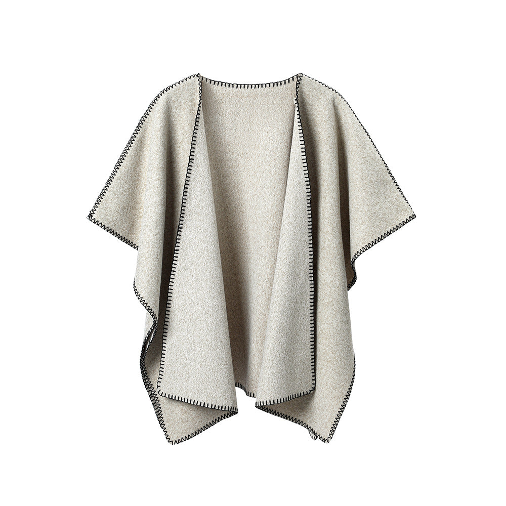 New Double-faced Woolen Goods Lock Edge Solid Color Shawl