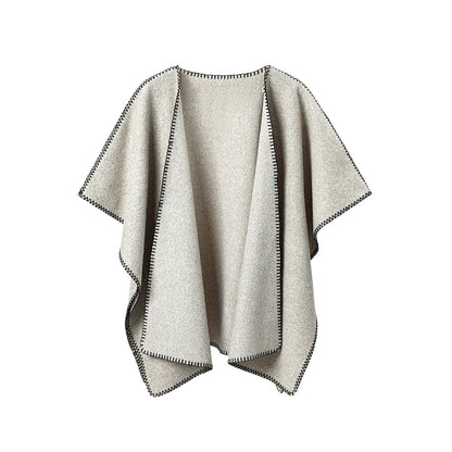 New Double-faced Woolen Goods Lock Edge Solid Color Shawl