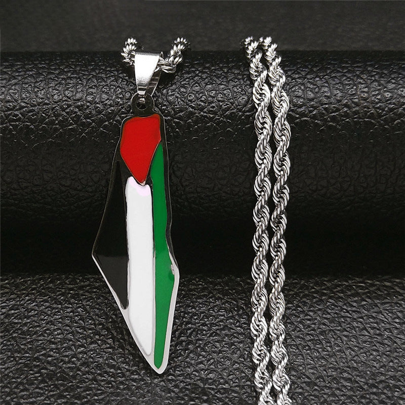 Map Stainless Steel Fashion Personalized Necklace