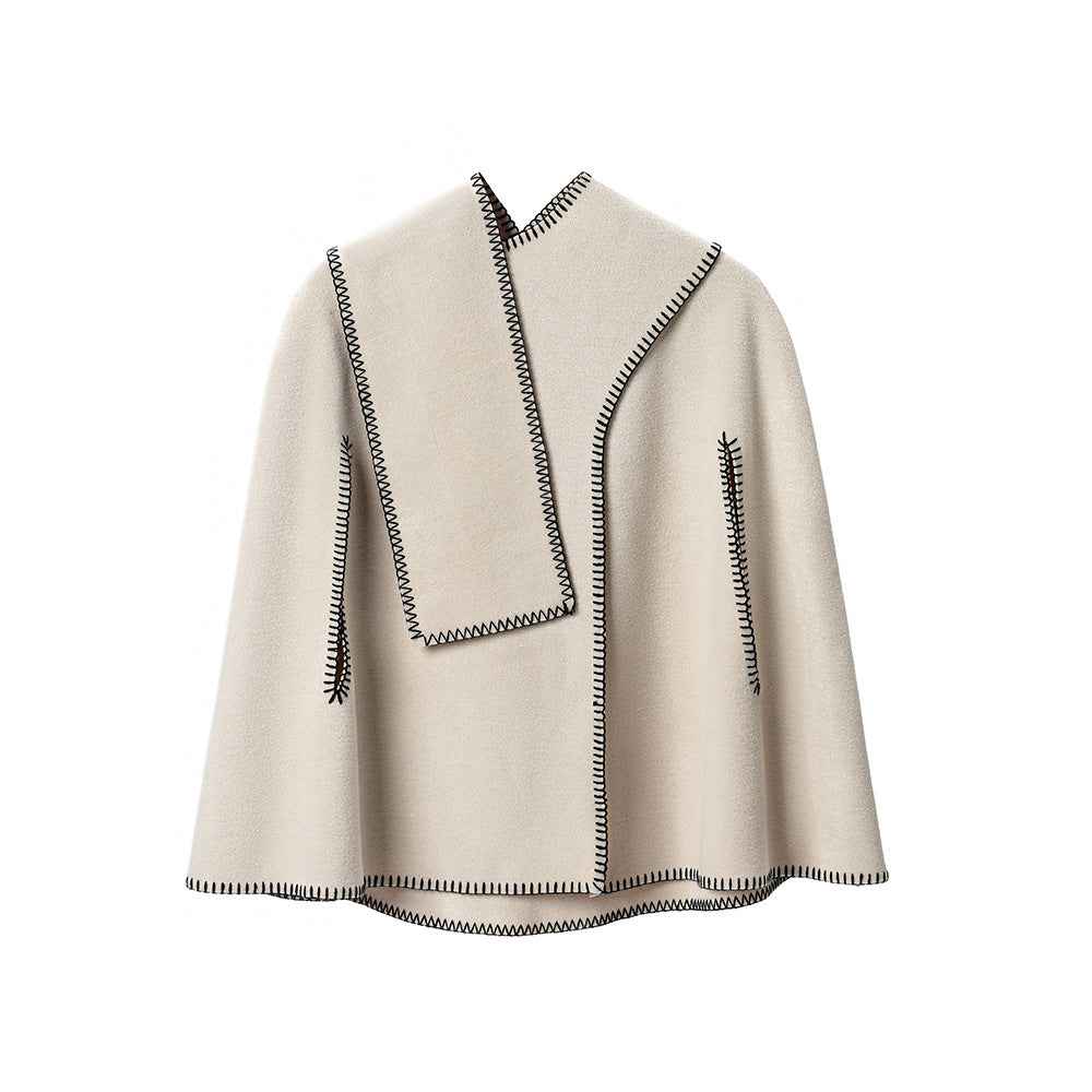 Double-faced Woolen Goods Stitching Cape And Shawl Scarf - MIQ Store