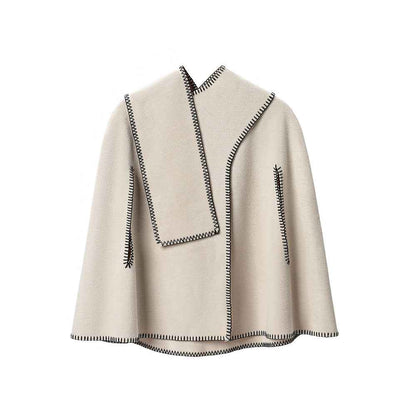 Double-faced Woolen Goods Stitching Cape And Shawl Scarf - MIQ Store