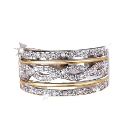 Fashion Popular Hollow Jeweled Fashion All-match Wide Face Ring