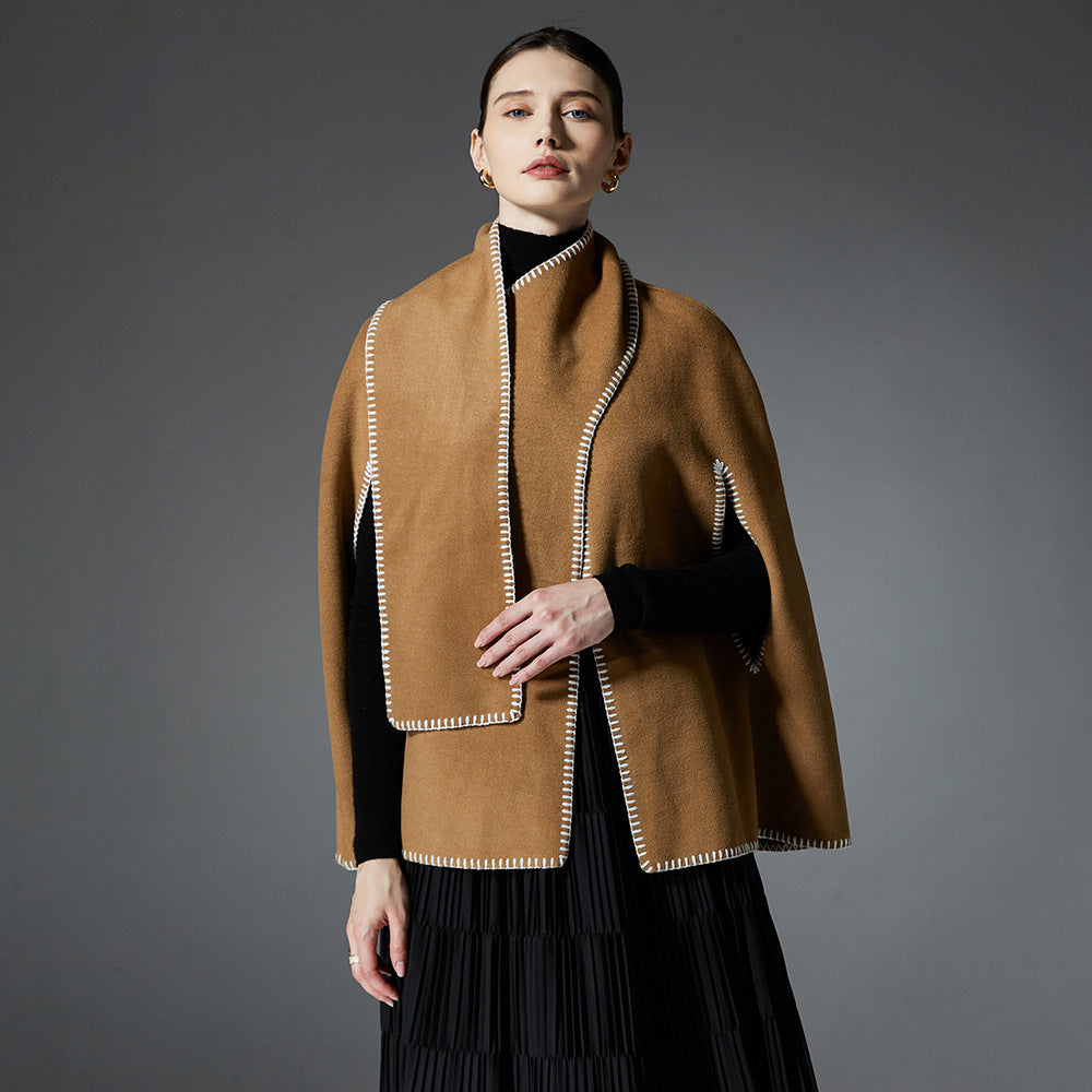 Double-faced Woolen Goods Stitching Cape And Shawl Scarf