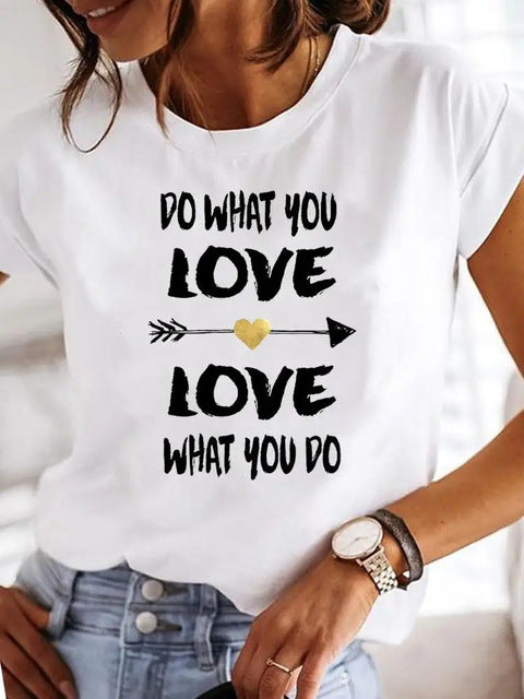 Simplicity Love Lettered Casual Cartoon Fashionable