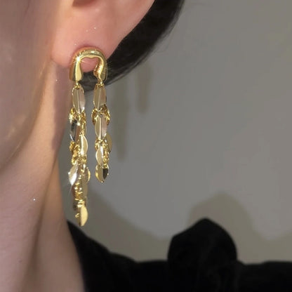 Special-interest Design Silver Smart Wheat Long Fringe Earrings