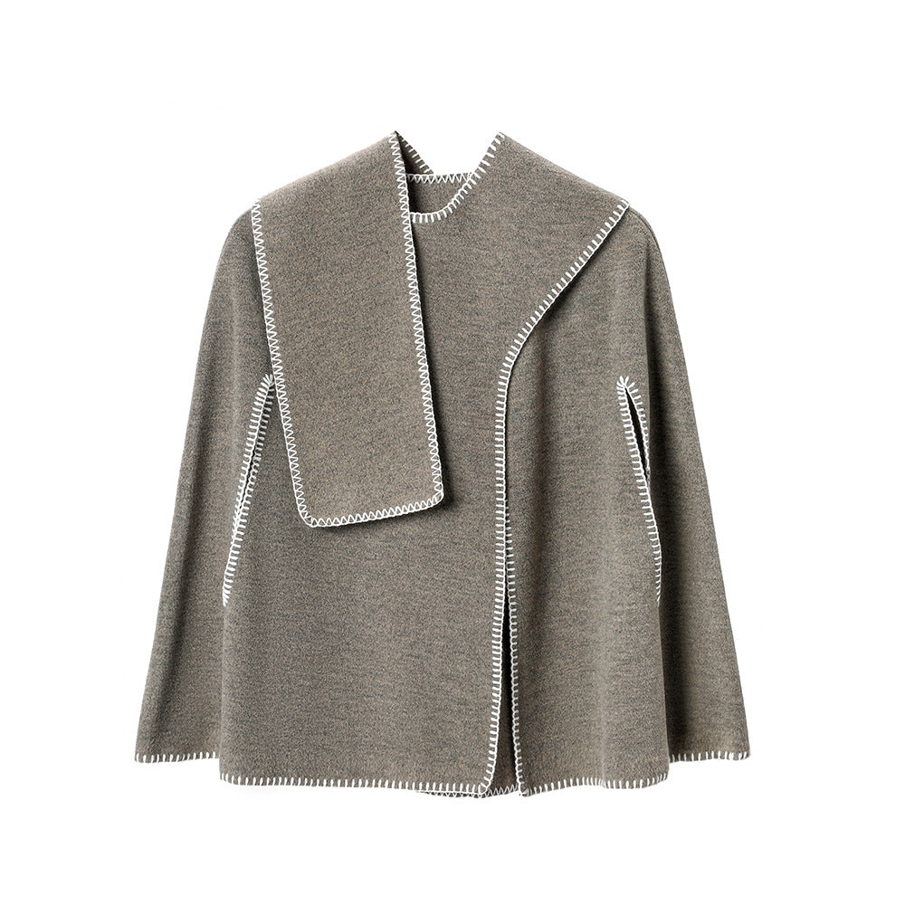 Double-faced Woolen Goods Stitching Cape And Shawl Scarf