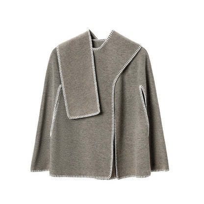 Double-faced Woolen Goods Stitching Cape And Shawl Scarf