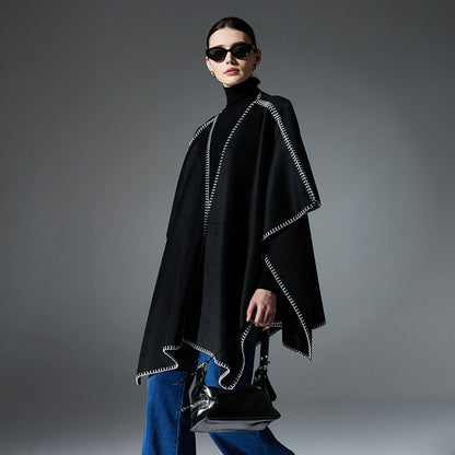 New Double-faced Woolen Goods Lock Edge Solid Color Shawl