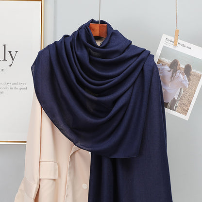 Women's Korean-style Solid Color Cotton And Linen Scarf Spring And Autumn