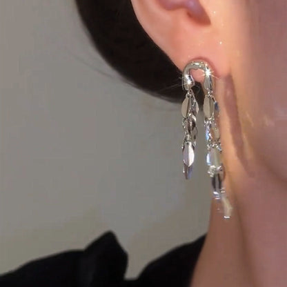 Special-interest Design Silver Smart Wheat Long Fringe Earrings