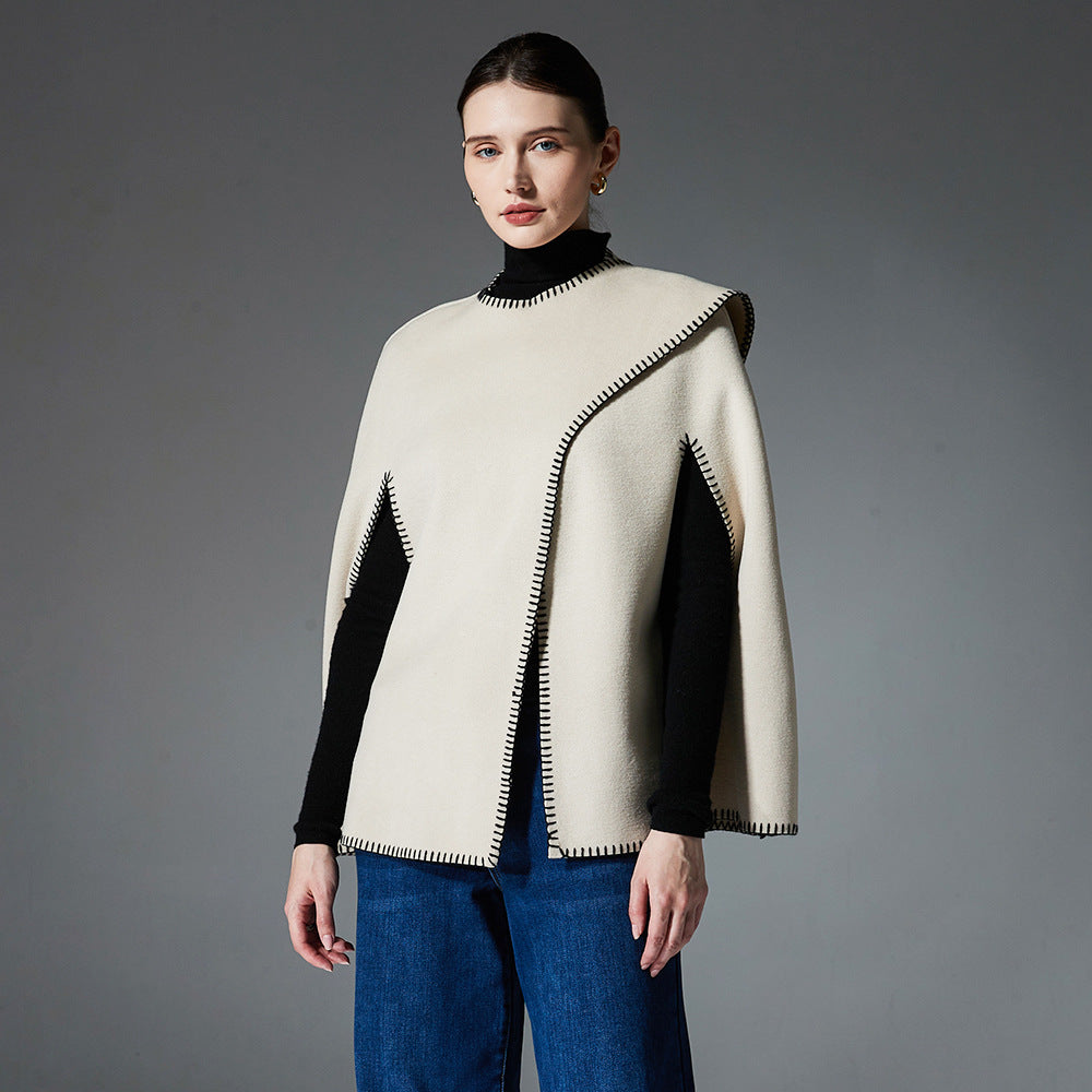 Double-faced Woolen Goods Stitching Cape And Shawl Scarf