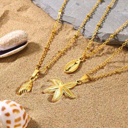 Starfish Beach Stainless Steel Shell Necklace