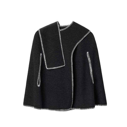 Double-faced Woolen Goods Stitching Cape And Shawl Scarf