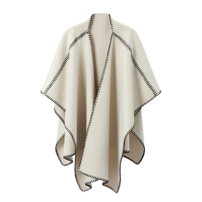 New Double-faced Woolen Goods Lock Edge Solid Color Shawl