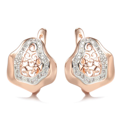 Geometry Pattern Hollow Carved Two-tone Earrings