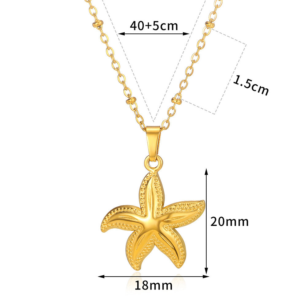 Starfish Beach Stainless Steel Shell Necklace
