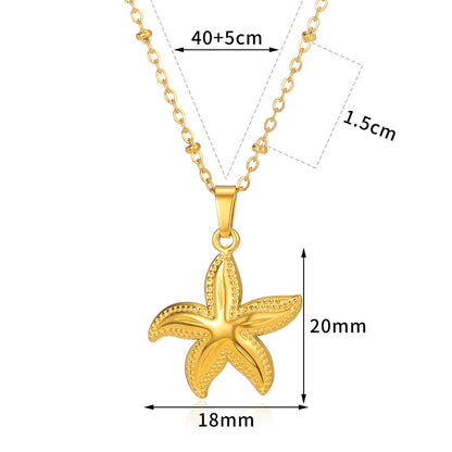 Starfish Beach Stainless Steel Shell Necklace