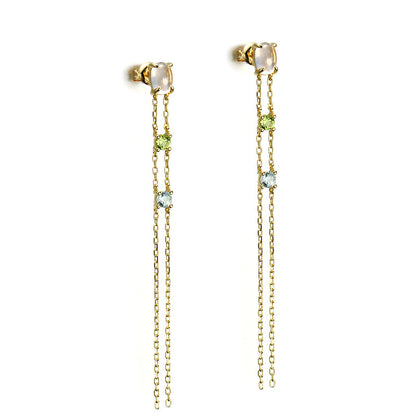 Natural Crystal Tassel Double-layer Earrings For Women
