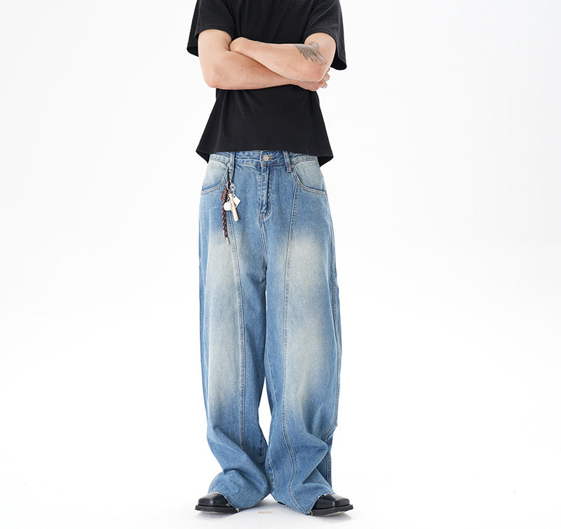 Cut Washed Vintage Washed Wide Leg Machete Jeans