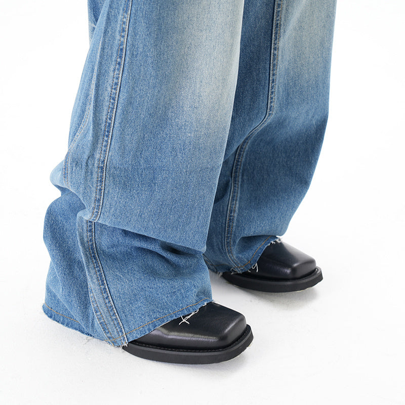 Cut Washed Vintage Washed Wide Leg Machete Jeans