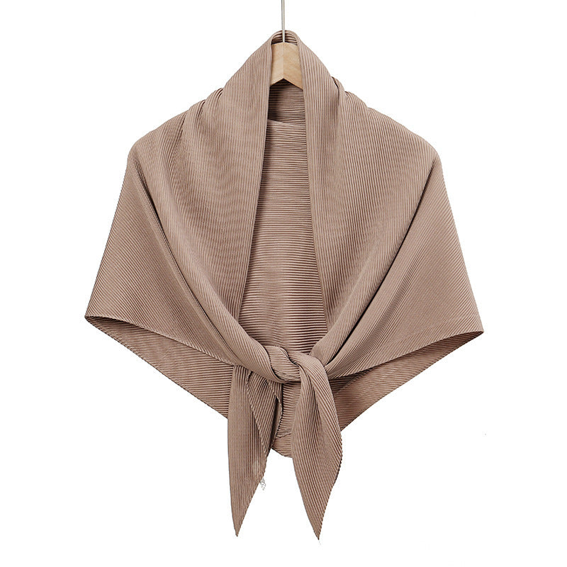 Solid Color Satin Crumpled Large Kerchief Fashion Scarf