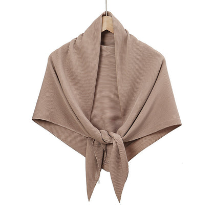 Solid Color Satin Crumpled Large Kerchief Fashion Scarf
