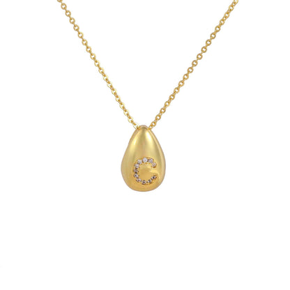 Glossy Water Drop 26 English Letter Pendant Copper-plated Gold Simple Pendant Female