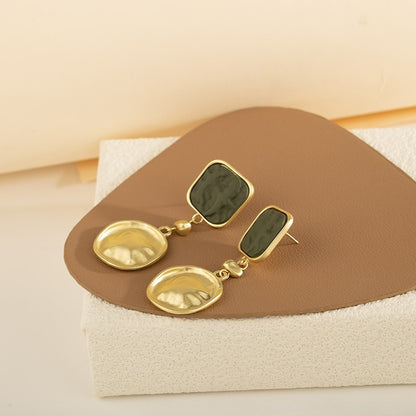 Contrast Color Pleated Geometric Elegant Retro Unique Ear Clip Auricular Needle