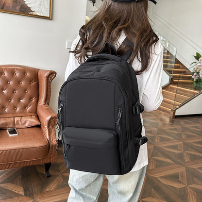 Women's Large Capacity Versatile Solid Color Schoolbag
