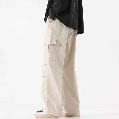 Couple American Retro High Street Fashionable Pleated Straight Cargo Pants