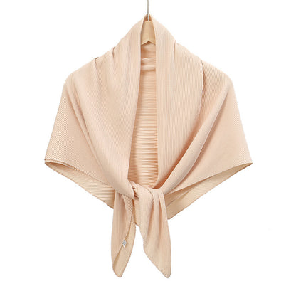 Solid Color Satin Crumpled Large Kerchief Fashion Scarf