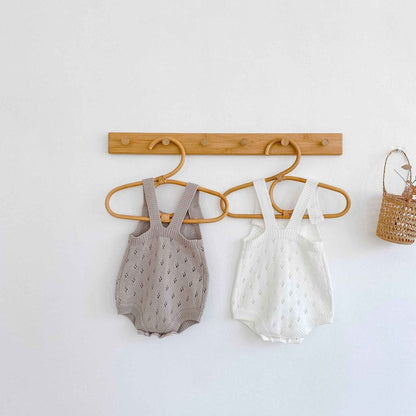 Male And Female Baby Hollow Strap Romper Knitted Wool Jumpsuit - MIQ Store